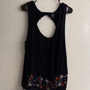 Torrid Black Tank Top with Multicolor Floral Design